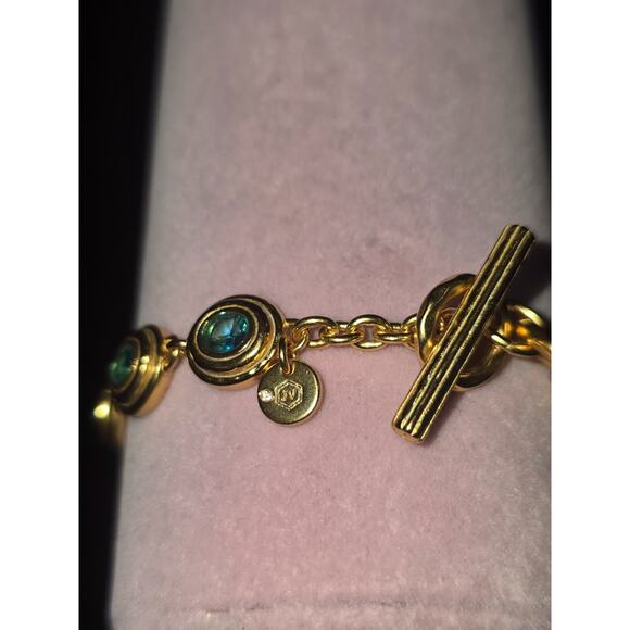 Julie Vos Elliptical Montana Blue Crystal Gold Tone Tennis Bracelet- NWOT - Picture 6 of 7